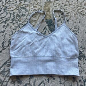 Zella White Sports Bra with Racerback and V-Neckline